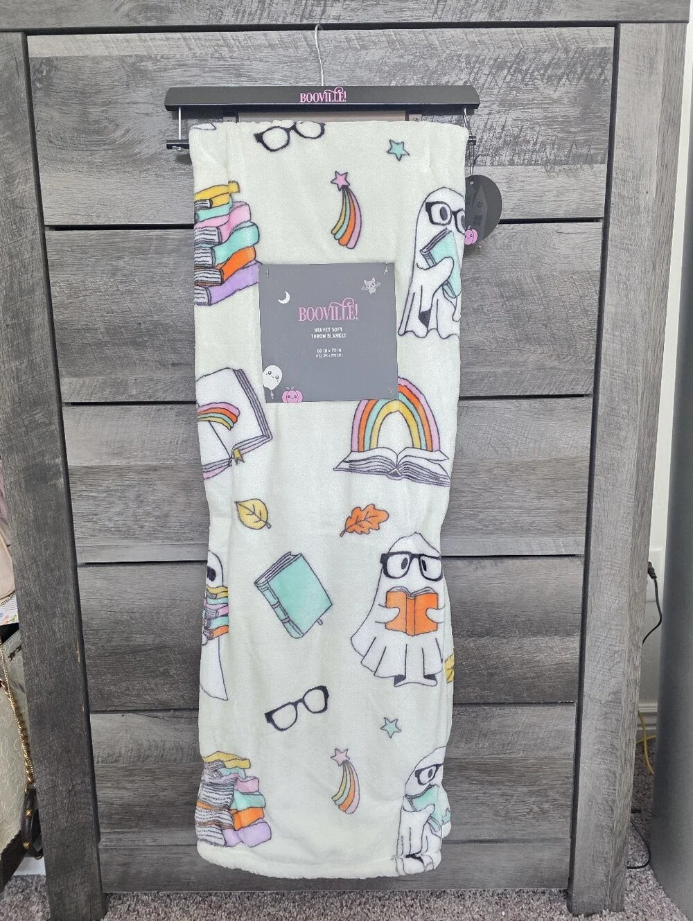 Ghost Reading a Book Halloween Throw Blanket 60